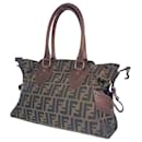 Fendi Zucca Etnico Canvas Leather Tote Bag