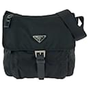 Prada Nylon Tessuto Logo Plate Shoulder Bag