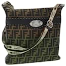 FENDI Zucca Canvas Shoulder Bag Black Brown Auth am6285 - Fendi