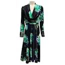 Prabal Gurung Black / Blue / Green Multi Floral Printed Midi Dress