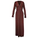  Michael Kors Floral Print Maxi V-Neck Long Sleeve Dress in Red Polyester