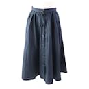 Plan C Cotton Flare Skirt Navy 36 Women - Autre Marque