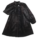 Shared Mink Semi-Long Coat, Dark Brown, Genuine Fur - Autre Marque