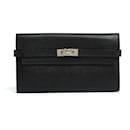Hermès 2010 Kelly Black Epsom Leather Wallet Clutch
