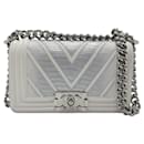 Chanel Boy Shoulder Bag in White and Silver