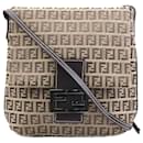 Fendi Brown Zucchino Canvas Shoulder Bag