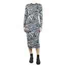 Blue abstract printed ribbed midi dress - size S - Autre Marque