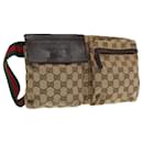 GUCCI GG Canvas Web Sherry Line Waist bag Beige Silver Red 28566 Auth 94663 - Gucci