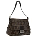 FENDI Zucca Canvas Mamma Baguette Shoulder Bag Black Brown Silver Auth am7091A - Fendi
