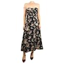 Black strapless floral jacquard dress - size UK 16 - Rochas
