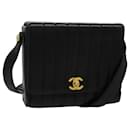 CHANEL Mademoiselle Shoulder Bag Lamb Skin Black Gold CC Auth yk15502A - Chanel