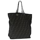 FENDI Zucca Canvas Tote Bag Brown Black gold Auth 96462 - Fendi