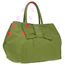 PRADA Hand Bag Nylon Orange Gold Auth 96342 - Prada