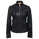 Michael Kors Zipped Jacket in Navy Blue Leather