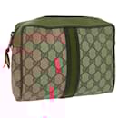 GUCCI GG Supreme Web Sherry Line Clutch Bag PVC Beige Red 89 01 012 Auth 97407 - Gucci