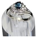 Pt900 Platinum Ring Diamond Blue Sapphire - Autre Marque