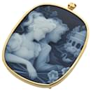 K18YG Chalcedony Stone Cameo Pendant Brooch - Autre Marque