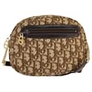 Christian Dior Trotter Canvas Shoulder Bag Beige Brown Gold Auth 98330