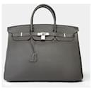 HERMES Birkin 40 Bag in Gray Leather - 102260 - Hermès