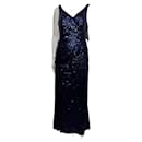 Alfred Angelo mindnight blue sequinned evening gown with train - Autre Marque
