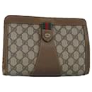 GUCCI GG Supreme Web Sherry Line Clutch Bag PVC Beige Red Auth 98953 - Gucci