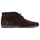  Tod's Desert Lace-Up Ankle Boots in Brown Suede