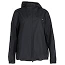 Dolce & Gabbana Full Zip Logo Plaque Hooded Jacket in Black Nylon