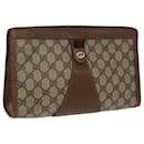 GUCCI GG Supreme Web Sherry Line Clutch Bag PVC Beige Red 89 01 033 Auth ki5062 - Gucci