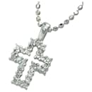 K18WG Diamond Cross Necklace - Autre Marque