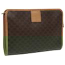 CELINE Macadam Canvas Clutch Bag PVC Leather Brown Gold Auth ar12858 - Céline