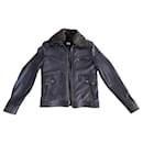 Blue washed look lambskin aviator jacket Dolce & Gabbana Size 52 IT