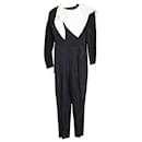  Fendi Scarf Detail Long Sleeve Jumpsuit in Black Polyester