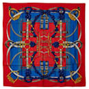 Hermes Silk Scarf Grand Manege Red Blue - Hermès