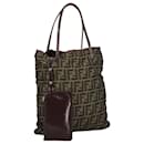 FENDI Zucca Canvas Tote Bag Brown Black Auth 98219 - Fendi