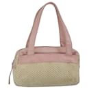 CHANEL Hand Bag Canvas Leather Pink Silver CC Auth bs19432 - Chanel