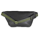 Gucci Black Grained Calfskin Logo Print Web Belt Bag 