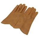 Hermes Leather Punching Gloves Brown - Hermès