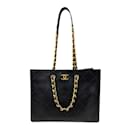 Chanel Black Leather Tote Bag