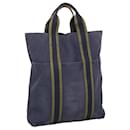 HERMES Fourre Tout cabas Tote Bag Canvas Navy Khaki Auth bs20268 - Hermès