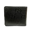 Gucci GG Embossed Black Leather Bi-Fold Wallet