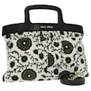 Miu Miu Hand Bag Canvas Leather 2way White Black gold Auth am7281