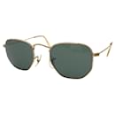 Ray-Ban Vintage B&L USA Gold Green Metal Round Sunglasses - Autre Marque