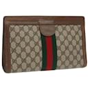 GUCCI GG Supreme Web Sherry Line Clutch Bag PVC Beige 001 014 2125 Auth ar13007 - Gucci