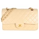 Chanel Vintage 24K Beige Quilted Lambskin Medium Classic Double Flap Bag