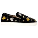 Christian Louboutin Mister Academy Slip On Sneakers In Black Velvet