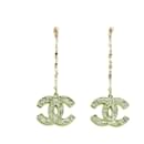 Chanel 2019 Boucles Clous Pendant CC Maxi Golden Pink CC Pendant Earrings Studs