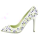 Christian Louboutin White Leather Pigalle Spikes Pumps in Size 38 EU