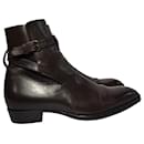 Saint Laurent Wyatt Jodhpur Boots in Brown Leather