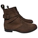 Saint Laurent Wyatt Jodhpur Ankle Boots in Brown Suede