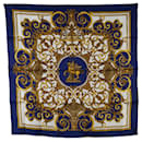 Hermes Silk Scarf LES TUILERIES Navy White - Hermès